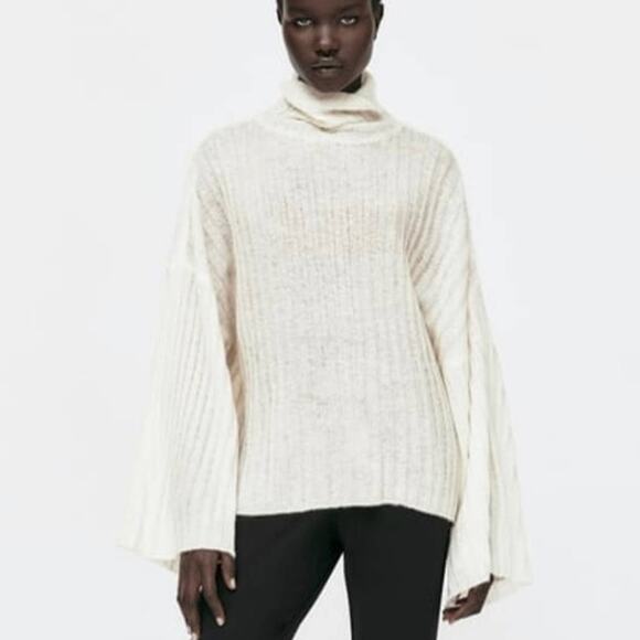 ZARA Semi-Sheer Ribbed Knit Top Size Medium NWT - Picture 3 of 7